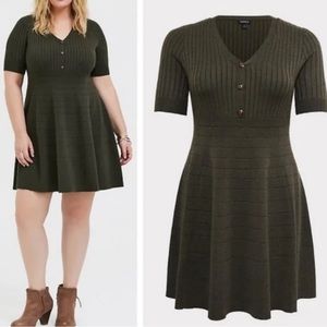 Torrid Mini Sweater Button-Front Skater Dress